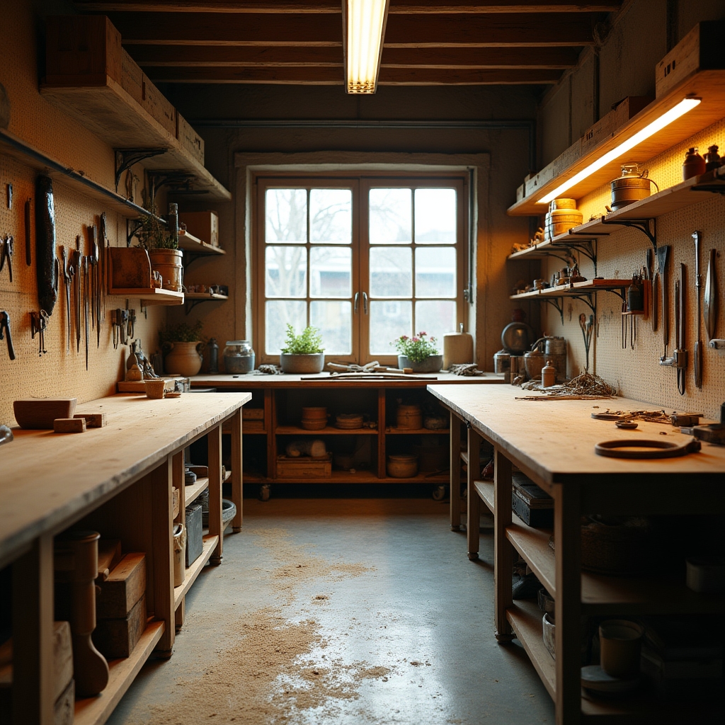 Kleiner Handwerksbetrieb in der Werkstatt mit Werkzeug und Material